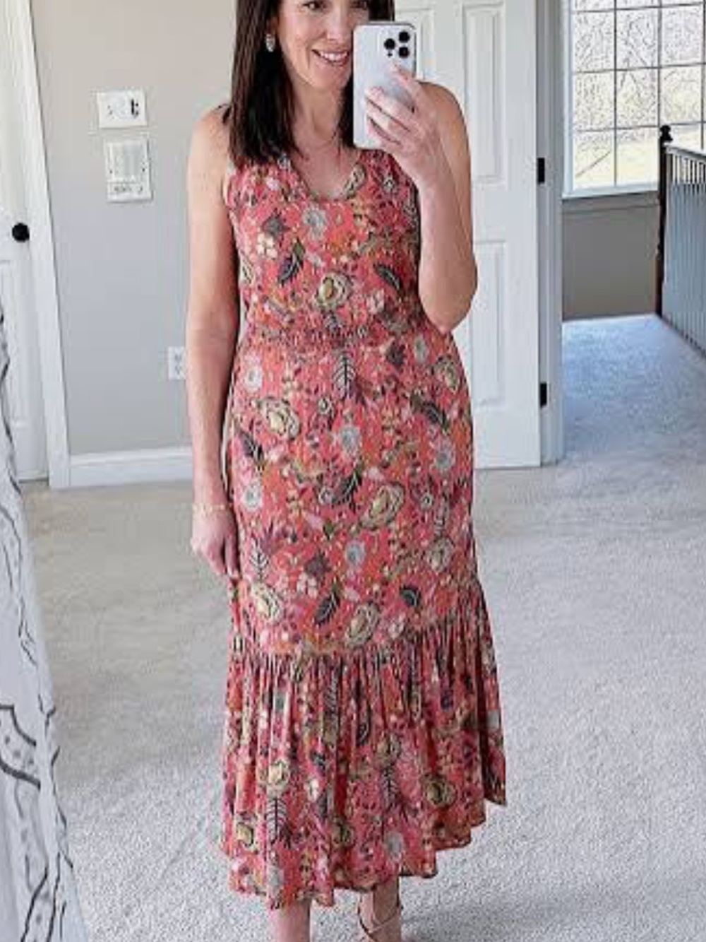 Evereve Coral Floral Maxi Dress